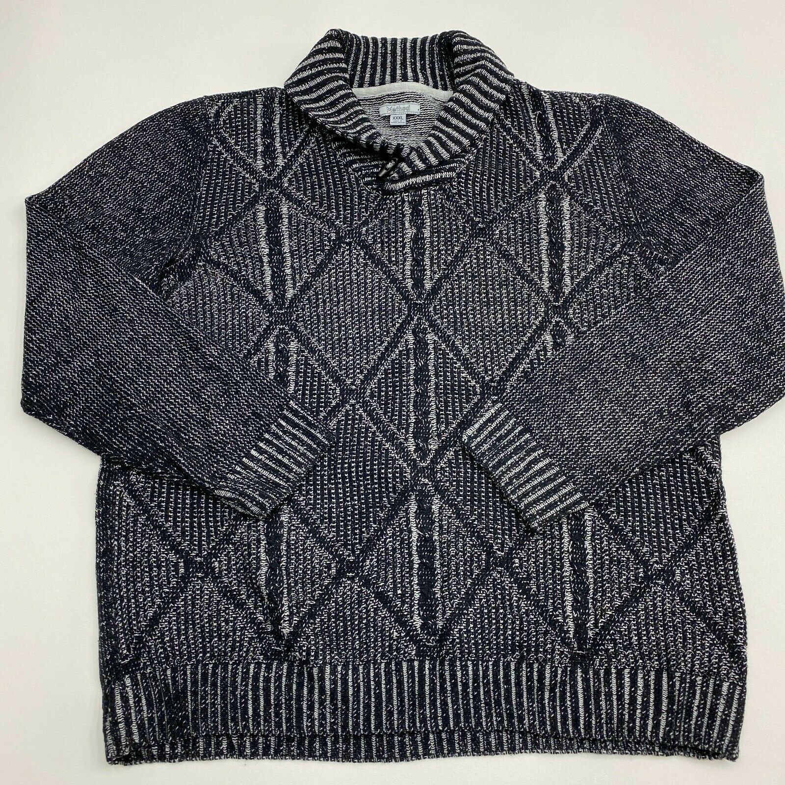 Method Sweater Mens XXXL Black White Cowl Neck Long Sleeve Casual - Sweaters