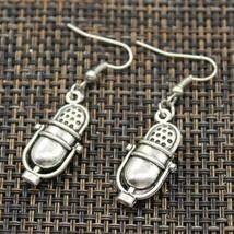 Vintage Inspired Silver Microphone Earrings, 1”, Music, Podcaster Gift, New - $11.83