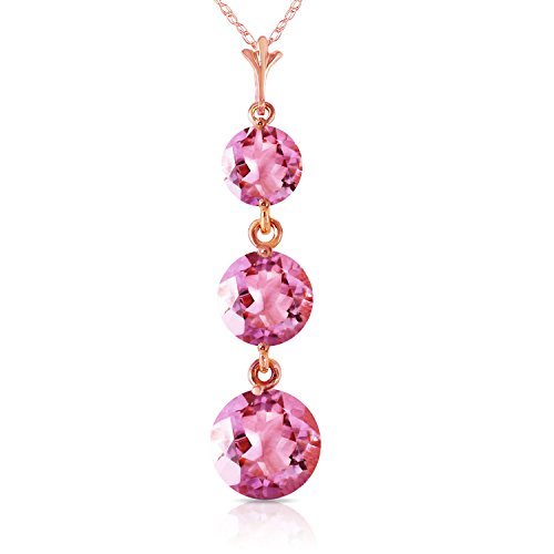 Galaxy Gold GG 3.6 Carat 14k 22 Solid Rose Gold Necklace with Natural Pink Topa