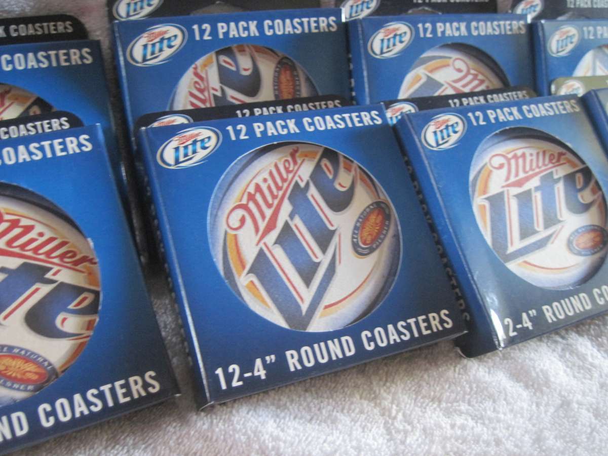 12 Pack Boxed Coors Light 4 Inch Round Pulp Board Coasters Miller Coors Boelter 
