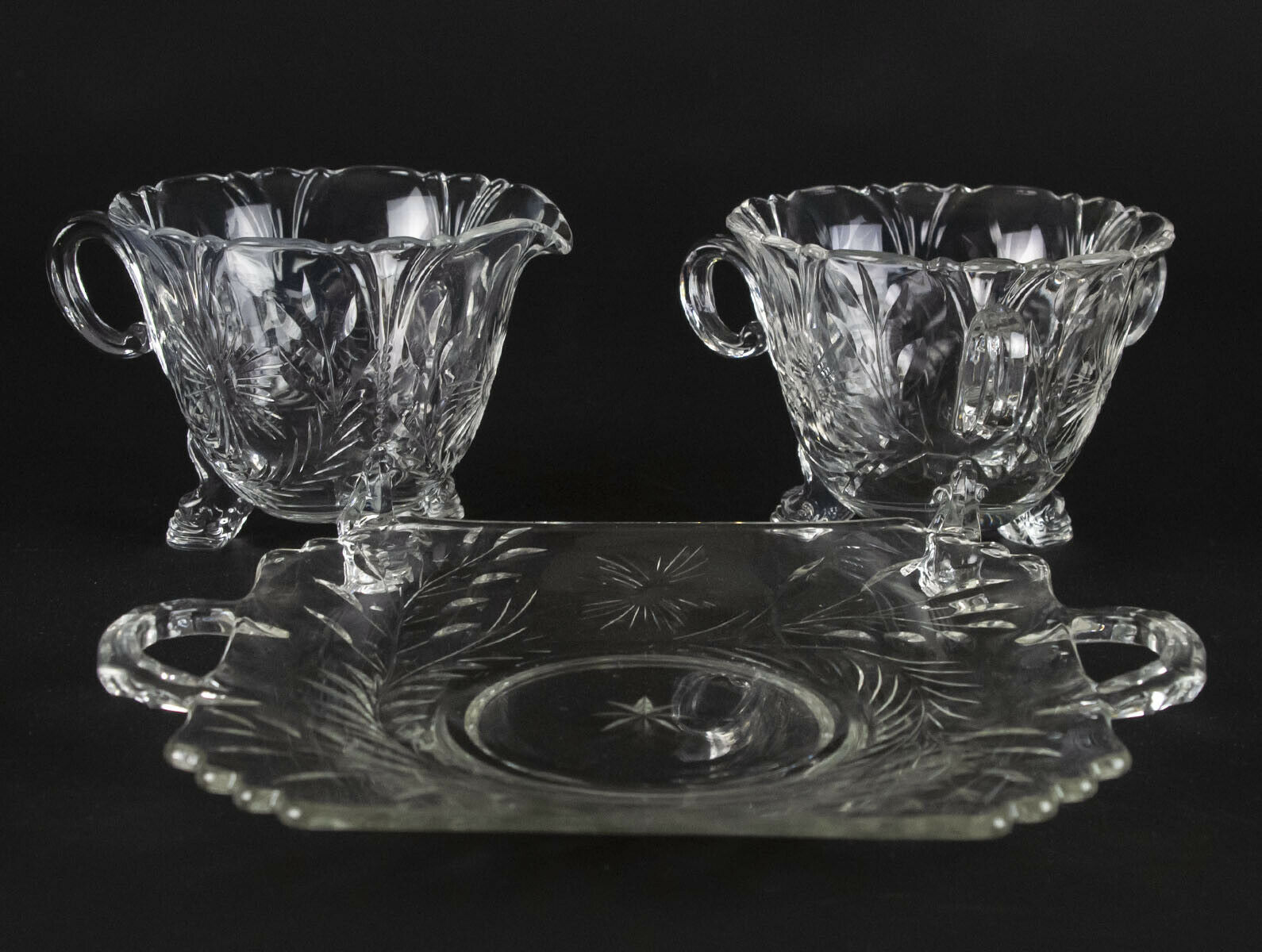 Set of 4 Heisey Empress Clear 6" Round Saucers 