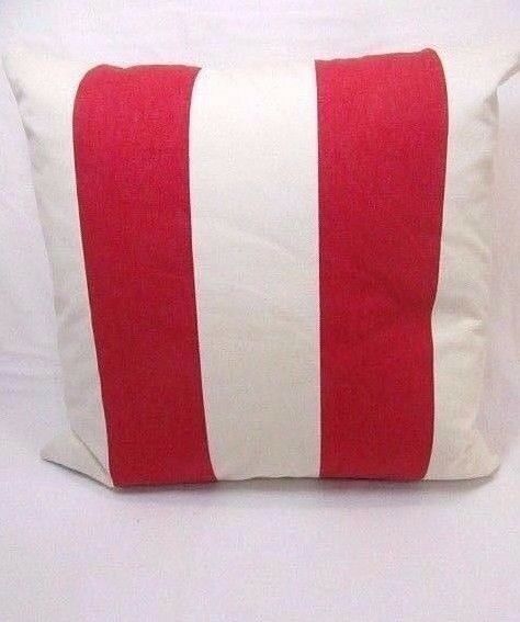 Primary image for Pottery Barn Awning Stripe Red Cream Cotton 20-inch Square Pillow Cover