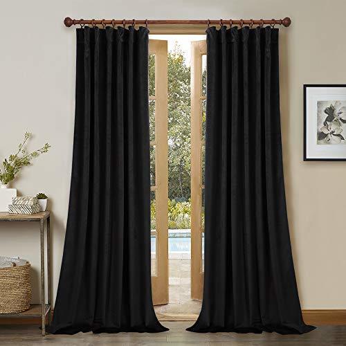 StangH Back Tab Velvet Blackout Curtains 120inches Extra Long Thick