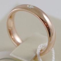 18K ROSE GOLD WEDDING BAND UNOAERRE COMFORT RING 4 MM, DIAMOND MADE IN ITALY image 2