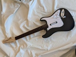Nintendo Wii RockBand Guitar Control Stratocaster Black White No Dongle WORKING - $27.10