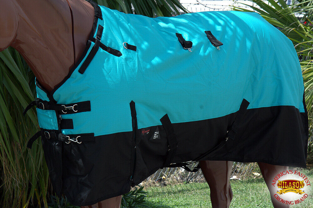78 in 1200D Waterproof Turnout Winter Horse Blanket Turquoise Black U2