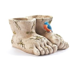 Giant Feet Garden Planter with Drainage Holes Magnesium 15.2" Long and Blue Bird