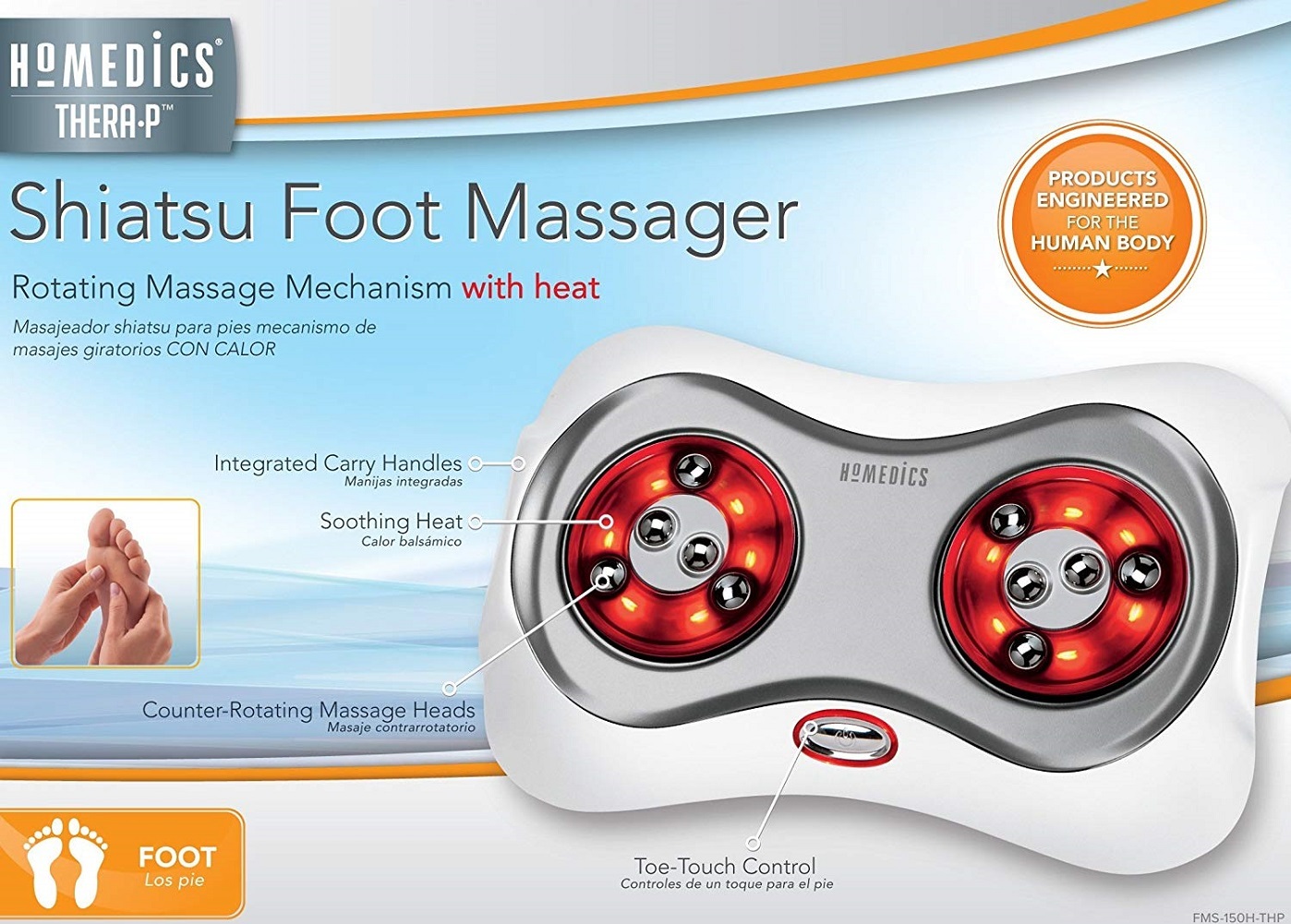 HoMedics Shiatsu Foot Massager with Heat 4 Rotational Heads , 10