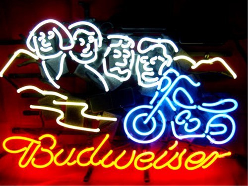 budweiser motorcycle neon