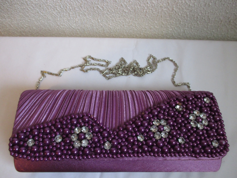 J Francis lavender clutch purse evening bag austrian crystals beads ...