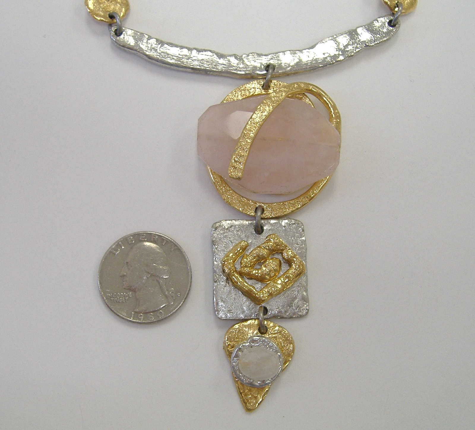 Pink SemiPrecious Stone Necklace Unique Silver Gold Gemstone Handcrafted Necklaces & Pendants