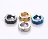fake ear pierce stainless steel hoop huggie punk stud earring black 4mm wide clip thumb155 crop