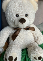 Dan Dee Collectors Choice Plush Teddy Bear Ivory Brown Ribbon 21” EUC - $14.84