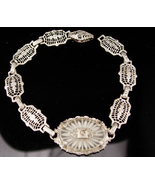 Antique Art deco filigree bracelet - camphor glass - anniversary gift - ... - $145.00