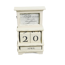 Hallmark Perpetual Calendar Frame Distressed Cream Details Quote Desk Office - $24.73