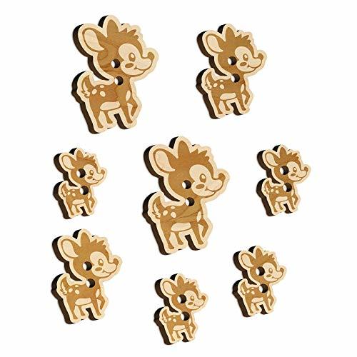 Adorable Baby Deer Fawn Wood Buttons for Sewing Knitting Crochet DIY Craft - Lar