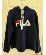 Fila Womens Caroline Sherpa Dark Blue Hoodie Pullover Size L New With Tags - $14.03