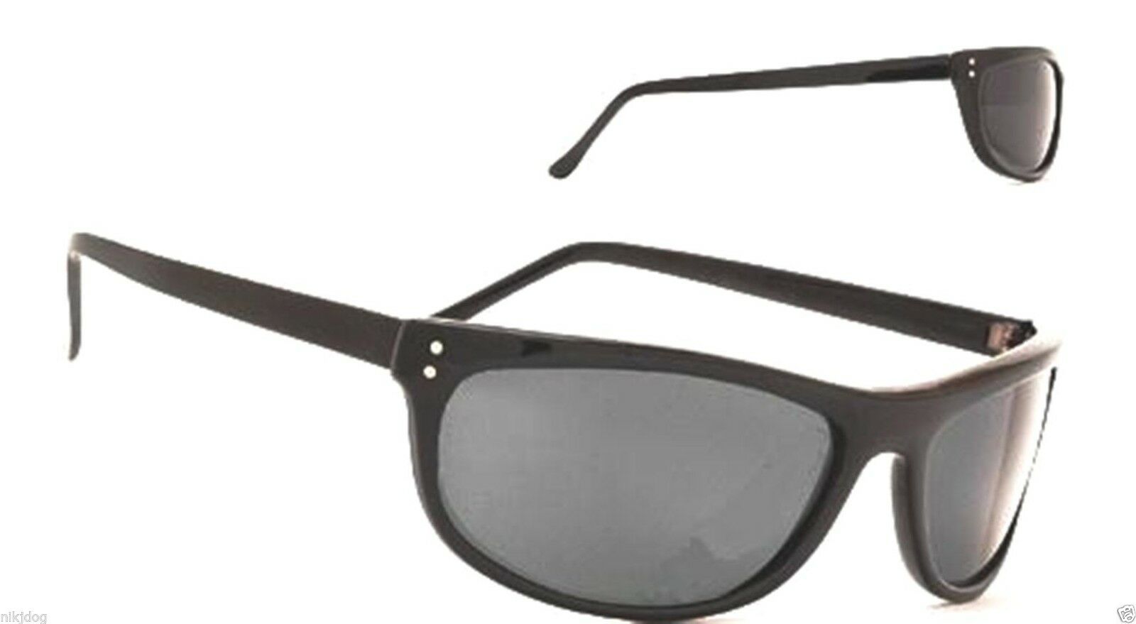 Black Wrap Sunglasses Gray Lenses 100% UV 400 Protection