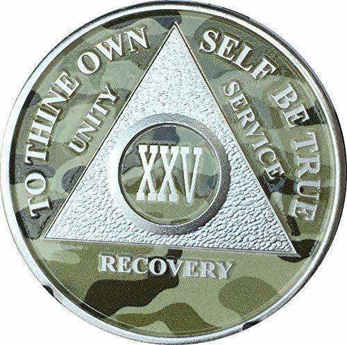 25 Year AA Medallion Camo Silver Plated Camouflage Color Chip
