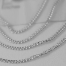 18K WHITE GOLD CHAIN 17.7 MINI CUBAN CURB GOURMETTE LINK 0.9 MM, MADE IN ITALY image 2
