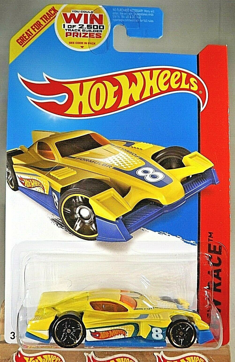 2014 Hot Wheels #153 HW Race-Thrill Racers FORMUL8R Yellow Variant w ...