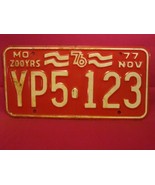 LICENSE PLATE Car Tag 1976 1977 MISSOURI 200 YRS YP5 123 [Y13B - $15.36