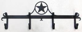 Wrought Iron Coat Bar Western Star Pattern 4 Hooks Black Home Wall Decor... - $48.37