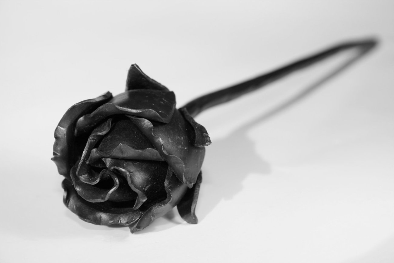 Wedding Metal FOREVER ROSE BUD Handmade Iron Flower Steel