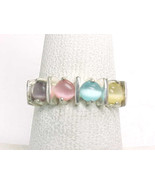 Colorful CAT'S EYE Vintage RING in STERLING Silver-Size 7  Signed -FREE SHIPPING - $50.00