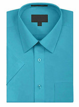 Omega Italy Men's Short Sleeve Turquoise Regular Fit Dress Shirt w/ Defect 2XL image 1