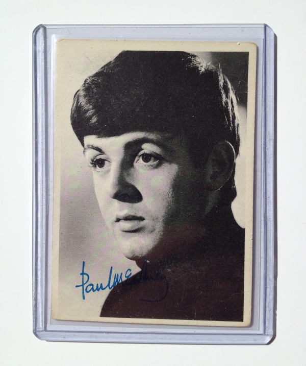 1964 Beatles Trading Card No 4 Paul McCartney Printed Autograph 1st Ser