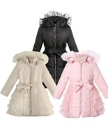 RH Winter Kids Girls Padded Quilted ZipUp Coat Ruffled Jacket Vest Hoode... - $69.99