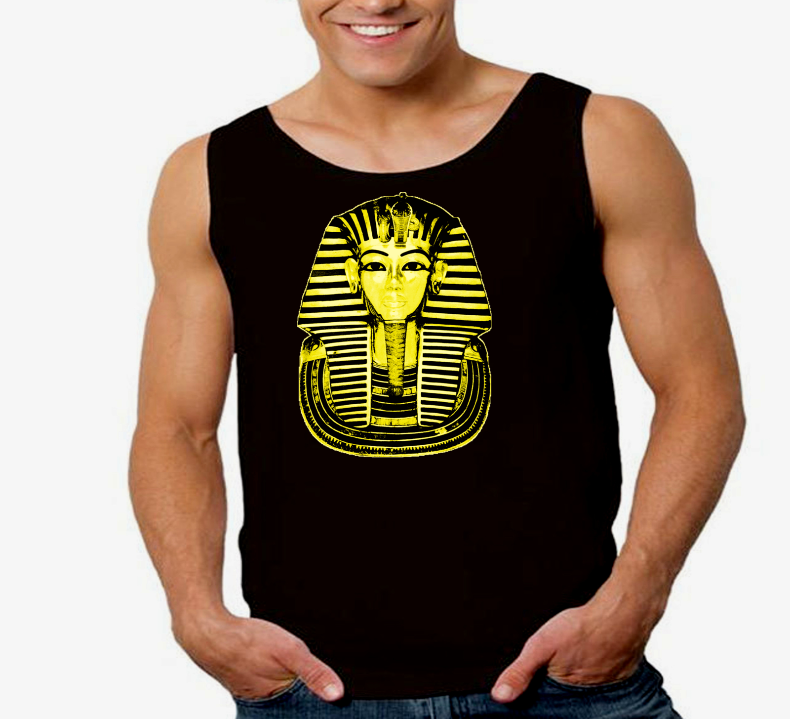 King Tut Mask Egyptian Pharaoh Men's Tank Top - T-Shirts, Tank Tops