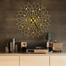 Extra large golden wall clock with laser cut plywood - Gigantic Sunflower Clock - $399.00