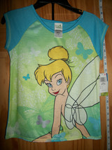 Disney Fairies Girl Clothes 7/8 Medium Tinkerbell Sleepwear Blue Tink Sh... - $16.14