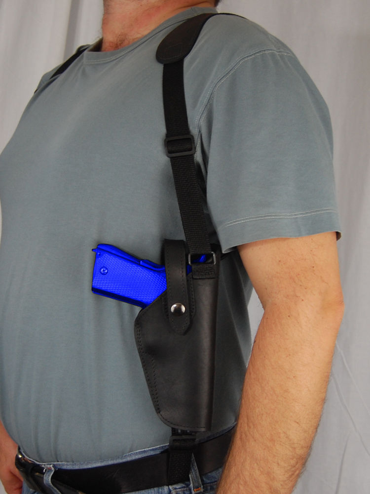 Barsony Black Leather Vertical Shoulder Holster for CZ 75 83 85 85B 97