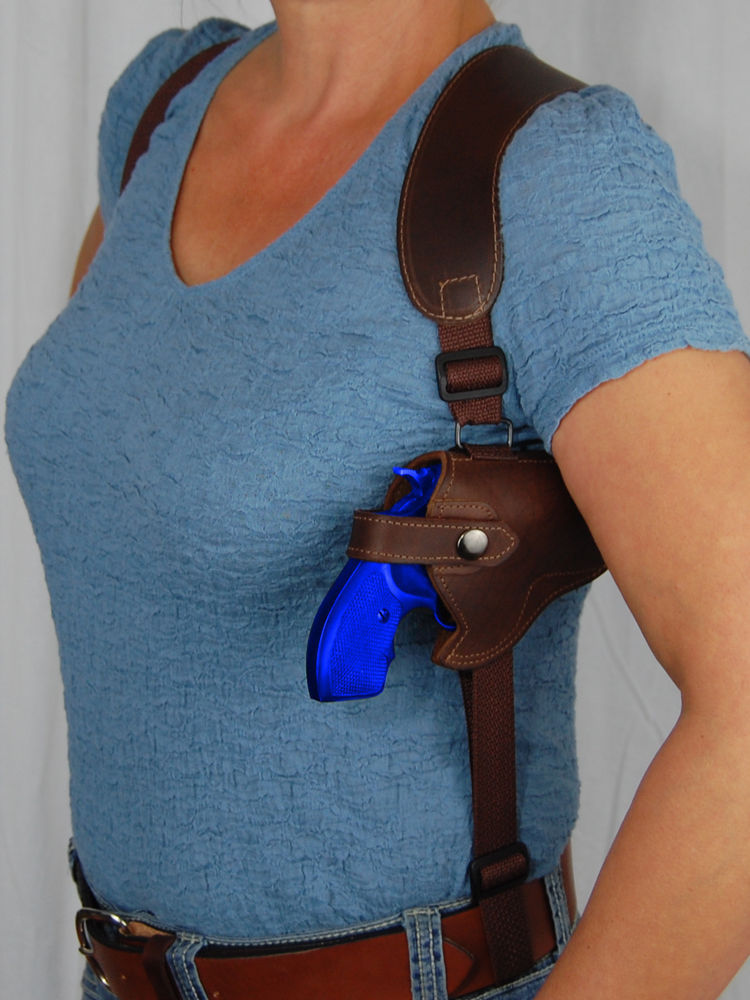 Barsony Brown Leather Concealment Shoulder Holster for RUGER LCR 38 357