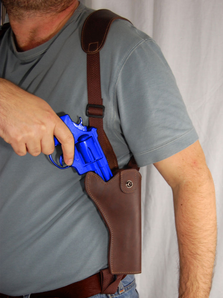 Barsony Brown Leather Vertical Shoulder Holster for TAURUS JUDGE 4510 3