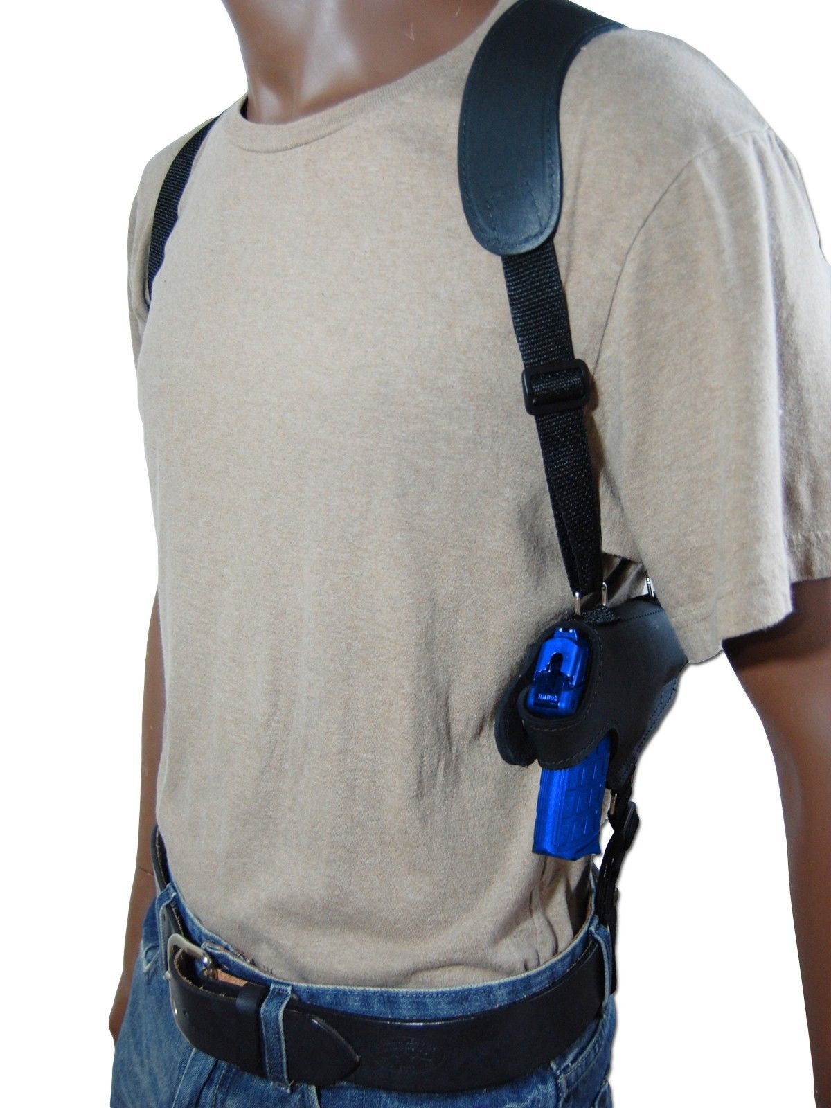 Black Leather Thumb Break Shoulder Holster w/Mag Pouch Kimber Ruger 380