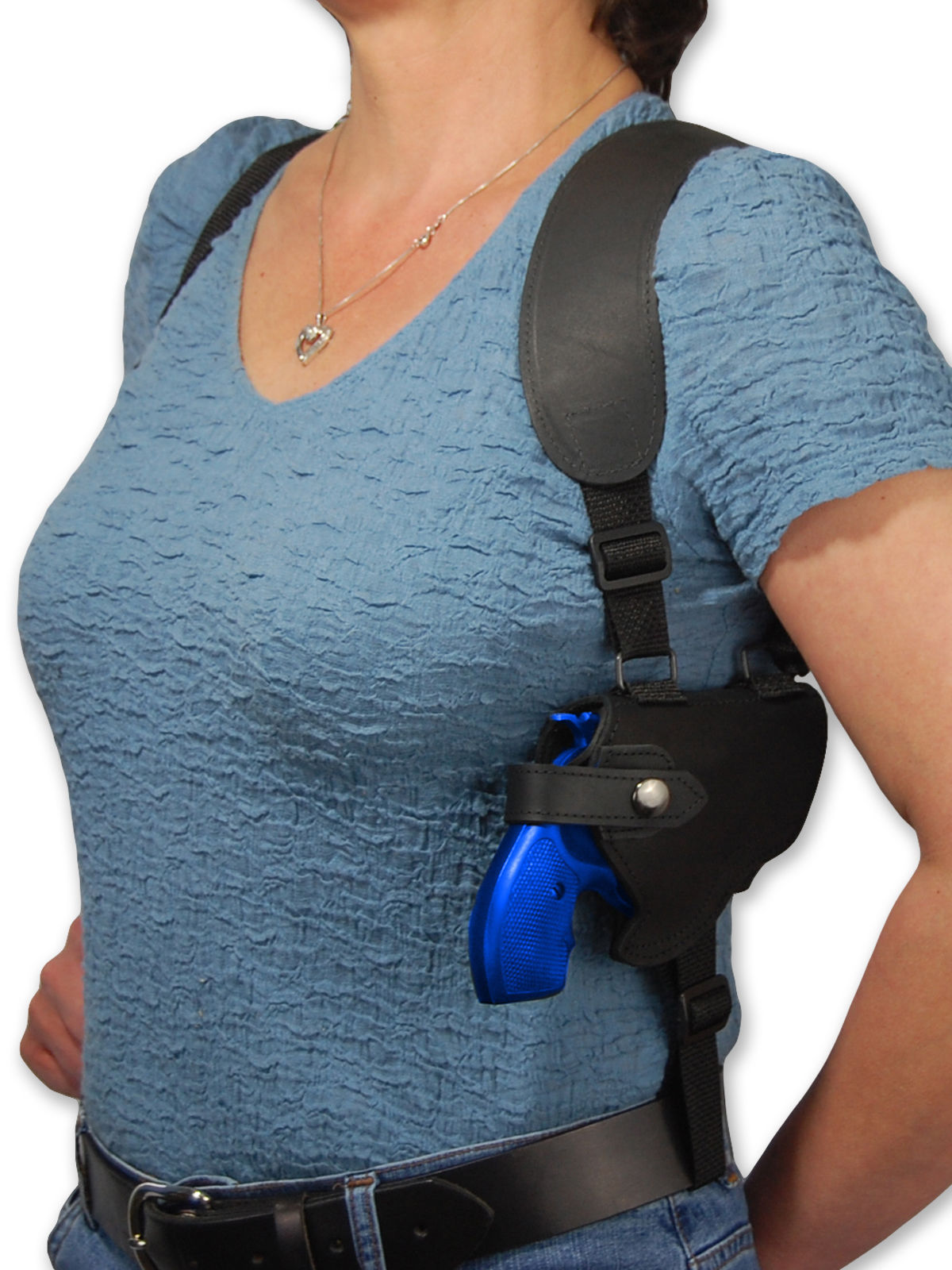 NEW Barsony Black Leather Horizontal Gun Shoulder Holster for S&W 2