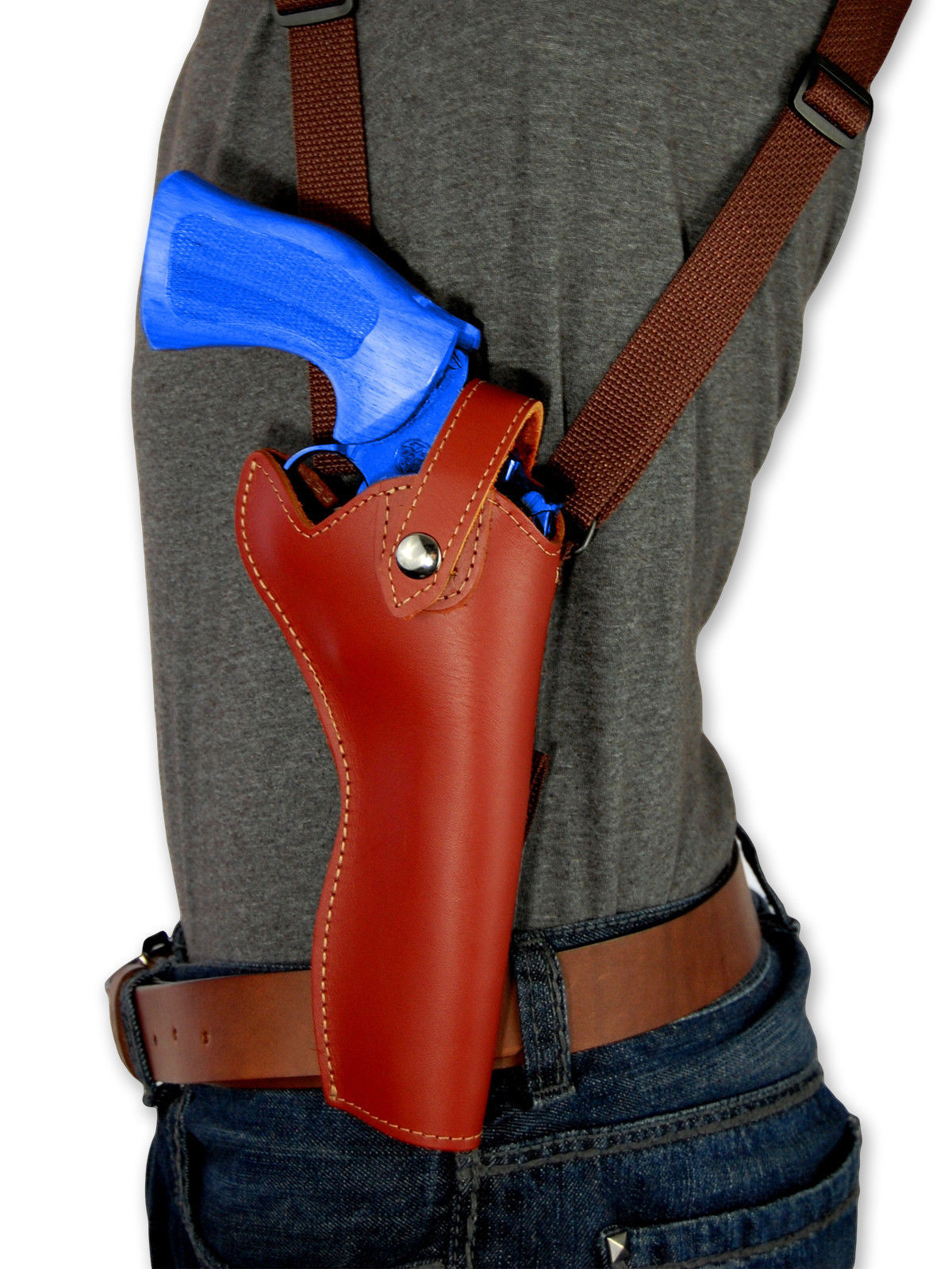 NEW Barsony Burgundy Leather Vertical Gun Shoulder Holster Taurus 6 ...