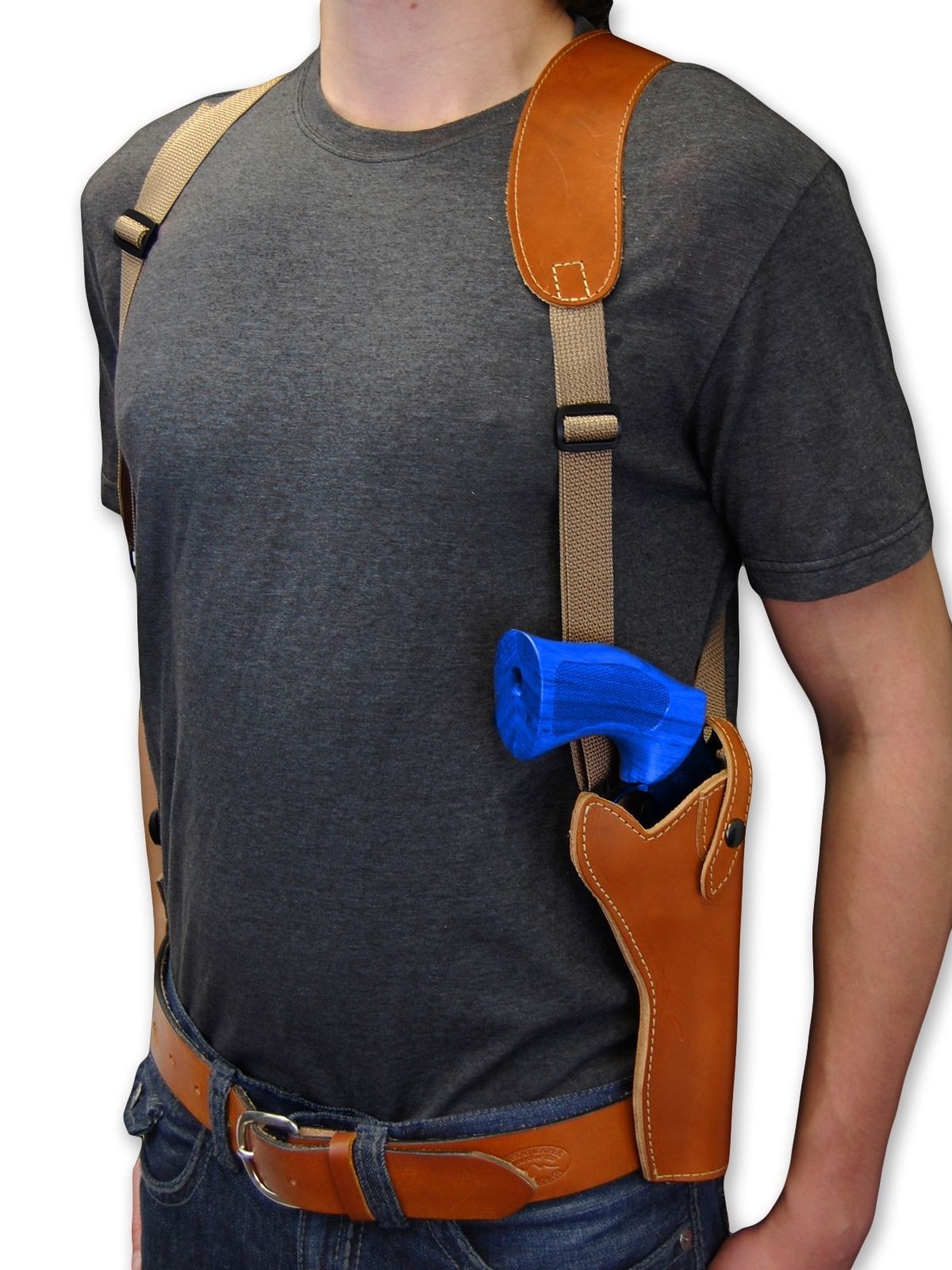 NEW Barsony Saddle Tan Leather Vertical Gun Shoulder Holster Taurus 4