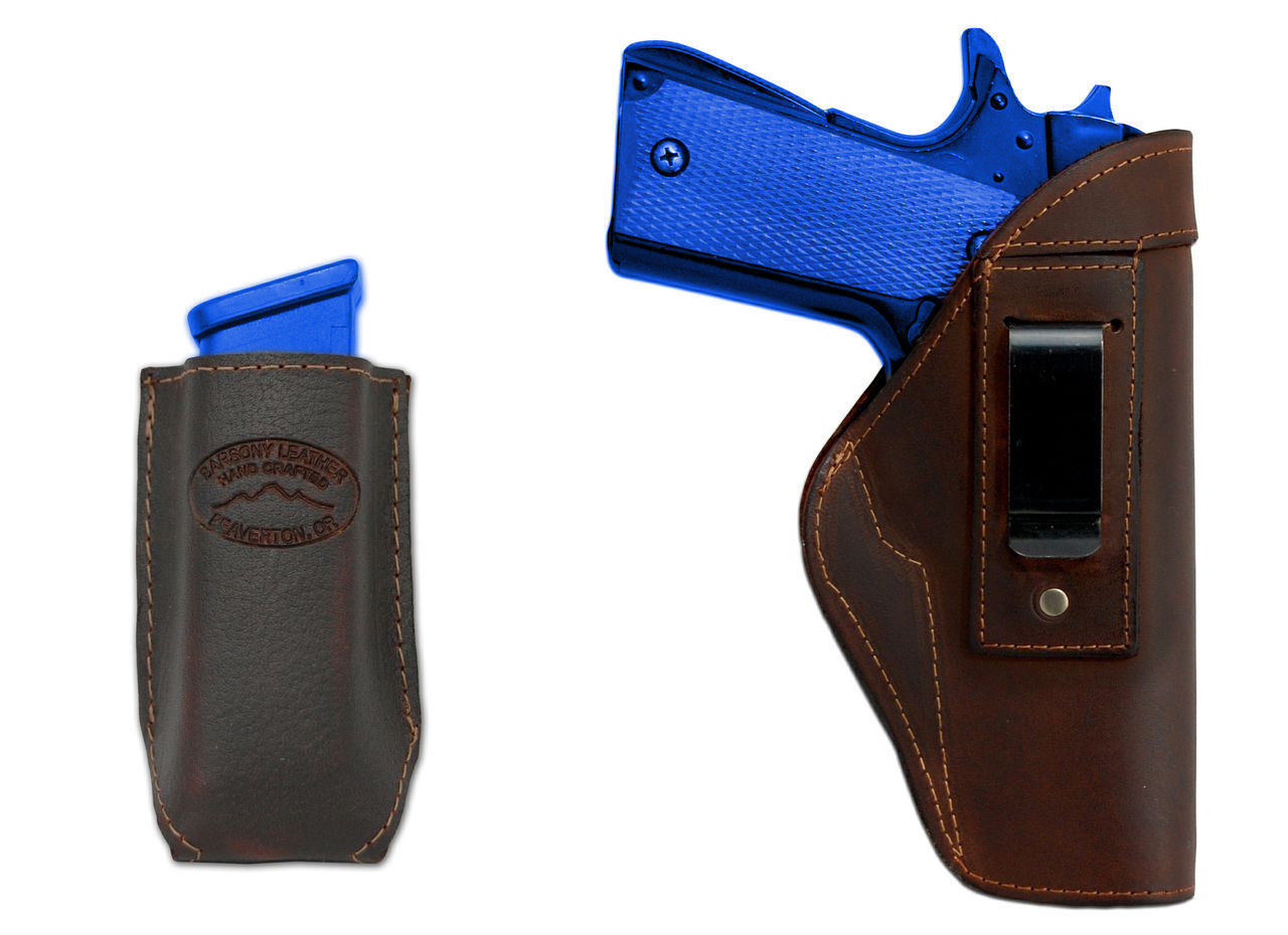 New Barsony Brown Leather IWB Holster + Mag Pouch for Taurus Full Size