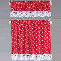Cafe/Cottage Curtains Red w Hearts BB50416 Barbara O'Brien Dollhouse Miniature - $10.93
