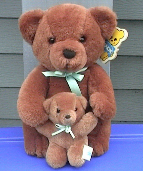 Dakin Teddy Bears MAMA BABY Brown Plush Stuffed Animal Vtg Toy ...