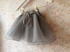 Flower Girl Skirts, Baby Tutu Skirt, Gray Infant Tulle Skirt image 2