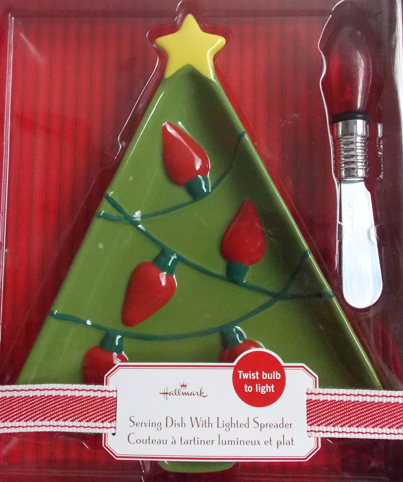 Hallmark Christmas Tree Serving Dish With Lighted Ornament Spreader Other