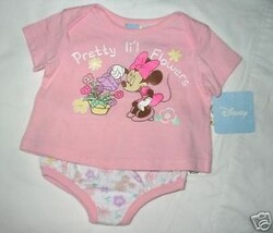 GIRLS 6-9 MONTHS - Disney -  Minnie Mouse Pretty Flowers DIAPER SET - $9.00