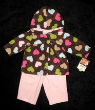 GIRLS 3 MONTHS - Carter&#39;s Cuddly Cute - Pink &amp; Hearts on Brown FLEECE PL... - $20.00