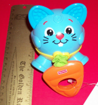 Toy Holiday Fisher Price Baby Toy Brilliant Basics Blue Tug Giggle Bunny Rabbit - $6.64